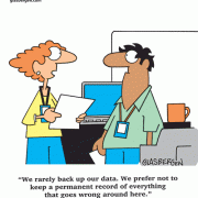 We rarely back up our data. We prefer not to keep a permanent record of everything that goes wrong around here.