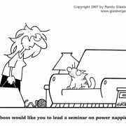 Cat Cartoons: cat napping, power napping, seminar
