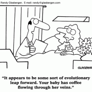 Coffee Break Cartoons: coffee comics, coffee cartoons, cartoons about coffee drinkers, coffee jokes, refreshment, coffee addiction, babies, maternity ward.