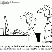 Computer Cartoons: home computer, home media center, computer desk, personal computer, family computer, family PC,hacking, hacker, marriage, husband.