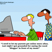 Social Networking Cartoons: cartoons about social networking, generation gap, technology gap, cartoons about blogging, grounded, punishment, cartoons about parental supervision of the Internet.
