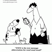 Social Networking Cartoons: cartoons about texting, cartoons about text messages, cartoons about cell phones, dog cartoons, dog on cell phone, cartoons about text message abbreviations.