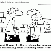 Cartoons About Creative Thinking: creative business ideas, creative mind, creative thinking, problem solving skills, innovation, original thinking, thinking outside of the box, coffee, caffeine