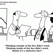 Cartoons About Creative Thinking: creative business ideas, creative mind, creative thinking, problem solving skills, innovation, original thinking, creative solutions, thinking outside of the box, defective box.