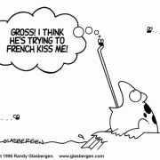 Sex Cartoons: foreplay, french kiss, french kissing, frogs, fly, bug, tongue.