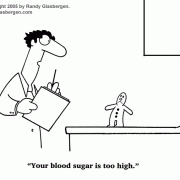 Diabetes Cartoons:cartoons about diabetes, diabetes comics, diabetes humor, diabetes care, diabetes lifestyle, diabetes tratment, diabetic, blood sugar, gingerbread man, A1C, diabetes screening, blood glucose testing.