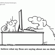 Dog Cartoon:  flame war, fleas, blog, bloggers, blogging