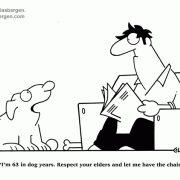Dog Cartoons: cartoons about dogs, dog years, respect, getting older