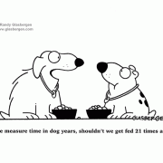 If we measure time in dog years, shouldn't we get fed 21 times a day, dog food, canine, animals, pets.