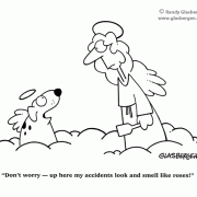 Dog Cartoons: cartoons about dogs, dog accidents, Heaven, angels, dog angel, dog poop