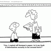 Education Cartoons: cartoons about teachers, school cartoons, classroom humor, cartoons about homework, classes, lessons, students, class assignments, information security, cheating in school, plagiarism, discipline.