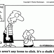 Education Cartoons: elementary school, elementary education, grade school, elementary school teachers, young students, pre-teen students, education technology, school technology, chalkboard, no icons to click.