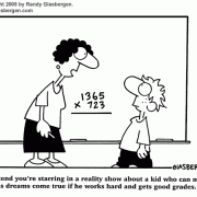 Education Cartoons: elementary school, elementary education, grade school, elementary school teachers, young students, pre-teen students, goals, goal setting, reality TV, television.