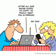 After all our online chats, I'm happy to finally meet you in person! Me too!