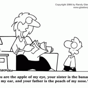 Family Cartoons: family comics, cartoons about families, cartoons about parents, parenthood, family life, home and family, home life, mothers, moms, fathers, dads, raising a family, child rearing,apple of my eye, fruit, children.