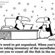 Golden Oldie Cartoons: cartoons about taking inventory, snow, penguins, fish, cartoon about abusive boss.