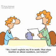 Cartoons about math, grades, report card, school, education, progress report, math grade.