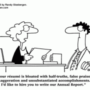 Job Interview Cartoons, HR Cartoons: career development cartoons,  human resources, HR manager, job search, career placement, employment, seeking employment, job opportunities, job recruiting, job positions, career opportunity, looking for work, padded resume, bloated resume, false document, exaggerated resume, looking for a job, dishonest resumé.