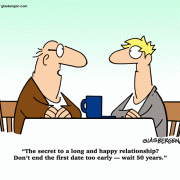 The secret to a long happy relationship? Don't end the first date too early - wait 50 years.