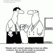 Marriage Cartoons, Love Cartoons: relationship problems, relationship issues, communication, couples, improving relationships, friend, lover, loving, loving someone,  office romance, Bluetooth, love, falling in love, hearts.