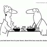 If you had more love in your heart, there would be less room for cholesterol, marriage cartoons, married, husband, wife.