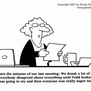 Cartoons About Meetings, Cartoons About Presentations: effective meetings, business meetings, meeting management, staff meeting, presentation skills, communication skills, presenting,communication skills, presentation tips, public speaking, staff meeting, minutes, reading the minutes, meeting secretary, bickering.