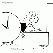Mr. Johnson, your ten o\'clock is here, time, appointments, receptionist, clock.