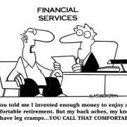 Money Cartoons: cash, saving money, losing money, investing, finance, financial services, personal finance, investing tips, investing advice, financial advice, retirement investing, Wall Street humor, making money, mutual funds, retirement planning, retirement plan, retirement fund, financial advisor, spending, leg cramps, comfortable retirement