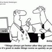 Cartoons About Money : cash, saving money, losing money, investing, finance, financial services, personal finance, investing tips, investing advice, financial advice, retirement investing, Wall Street humor, making money, mutual funds, retirement planning, retirement plan, retirement fund, financial advisor, spending, banking, loan, mortgage, loan application, alternative mortgage, adjustable mortgage, predatory lender, dishonest lending,  fixed-rate mortgage, financial upswing, better, worse, optimism, pessimist. 