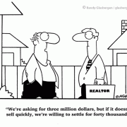 Cartoons about real estate, cartoons about real estate sales, cartoons about selling real estate, buy home, reduce, reduced, price, buy house, buying a home, buying a house, realtors, real estate agents, house, home, property, listing, listings, sales, selling, sell, seller.