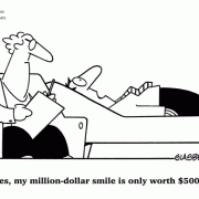After taxes, my million-dollar smile is only worth $500,000! taxation, IRS, money, psychiatrist, psychiatry, money worries, money stress, debt.