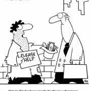 Tax Cartoons: paying taxes, write offs, avoiding taxes, tax shelter, tax dodge, cartoons about taxes, tax deductions, accounting, beggar, homeless, 