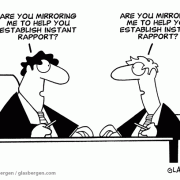 Teamwork Cartoons, Cartoons About Coworkers: employee relations, employee relationships, coworker relations, workforce, employees, accord, bond, understanding, affinity, business relationships, first meeting, leadership qualities, mirroring, imitation, empathy, establish instant rapport, business cartoons, business, office, meeting, leadership, rapport, establish rapport, customer relations, instant rapport, imitating.