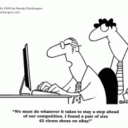 Computer Cartoons, Office Technology Cartoons: computer,  business machines, office electronics, cartoons about computer technology,competition, cartoon about staying ahead of competitors.