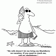 Cartoons About Wireless Communications: wireless technology, digital lifestyle, wireless Internet, wifi, cell phones, smart phones, wireless phones, wireless network, wireless communication systems, wireless networking, wireless troubleshooting, Bluetooth, Bluetooth technology, hooked on wireless, mobile computing, mobile phones, mobile Internet, mobile communications, BlackBerry, vacation cartoons, beach cartoons, shellphone, working vacation.