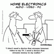 Digital lifestyle cartoons, streaming media, apple tv, roku, home entertainment, digital media, audio, video, home electronics, home theater, money.