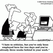 Time Management Cartoons: time management tips, time management training, time management tools, getting organized, organization skills, falling behind, criticism, job criticism, behind schedule.