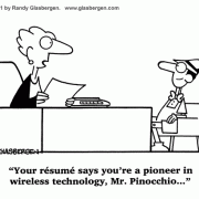 Cartoons About Wireless Communications: wireless technology, wireless Internet, wifi, cell phones, smart phones, wireless phones, wireless network, wireless communication systems, wireless networking, wireless troubleshooting, Bluetooth, Bluetooth technology, hooked on wireless, mobile computing, mobile phones, mobile Internet, mobile communications, cellular, pioneer, Pinocchio.